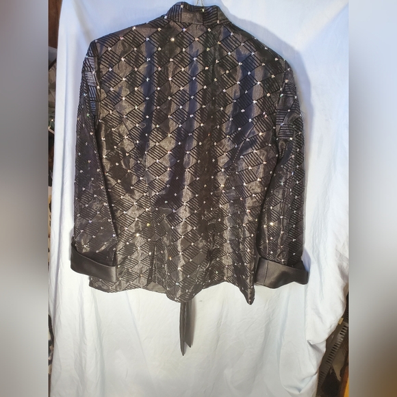 R&M Richards Black Sequin Open Front Jacket size 12 - Picture 10 of 13